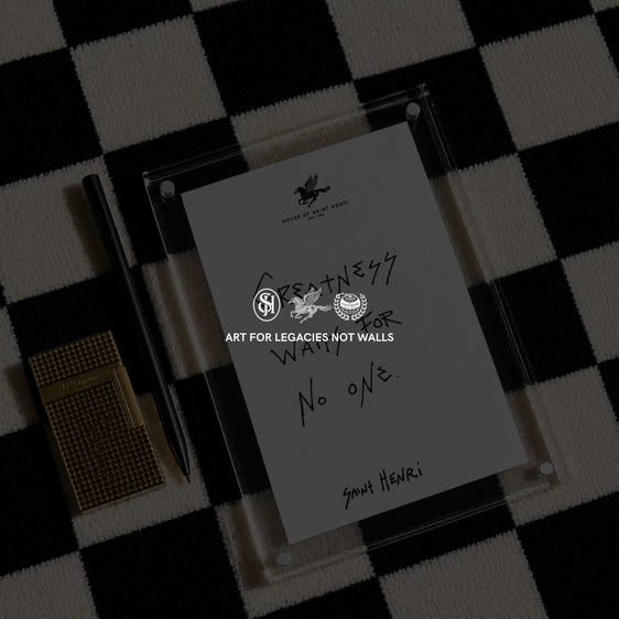 Original handwritten artwork on authentic house of saint henri stationery. “Greatness waits for no one” 1-of-1 original. $350