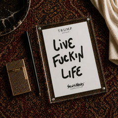 Original handwritten artwork on authentic Trump Hotel stationery from 2017–2026. “Live” 1-of-1 original. $350. House of Saint Henri
