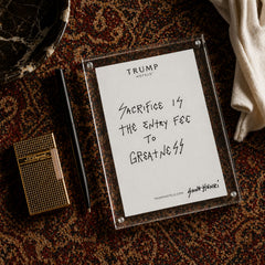 Original handwritten artwork on authentic Trump Hotel stationery from 2017–2026. “Sacrifice” 1-of-1 original. $350. House of Saint Henri