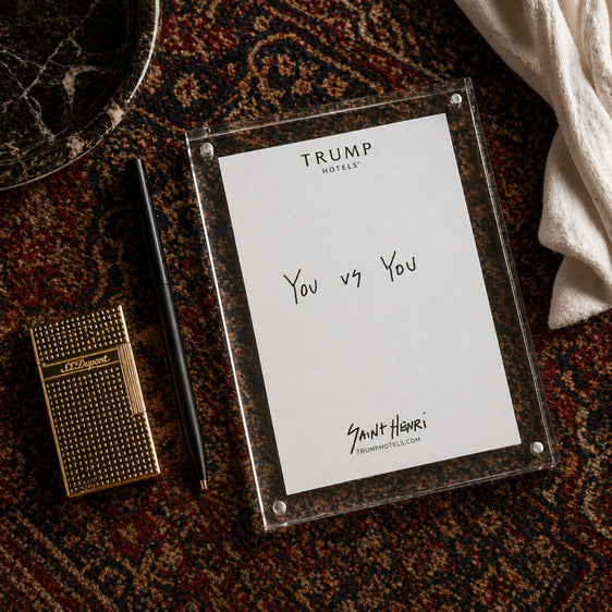 Original handwritten artwork on authentic Trump Hotel stationery from 2017–2026. “you” 1-of-1 original. $350. House of Saint Henri