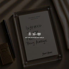 Original handwritten artwork on authentic 1980s White House notepad stock. "inspired by the fear of being average" 1-of-1 original. $350. House of Saint Henri.