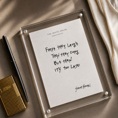 Original handwritten artwork on authentic 1980s White House notepad stock. "Late" " 1-of-1 original. $350. House of Saint Henri.