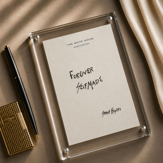 Original handwritten artwork on authentic 1980s White House notepad stock. "forever selmade" 1-of-1 original. $350. House of Saint Henri.
