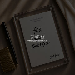 Original handwritten artwork on authentic 1980s White House notepad stock. "sex drugs rock+roll" 1-of-1 original. $350. House of Saint Henri.