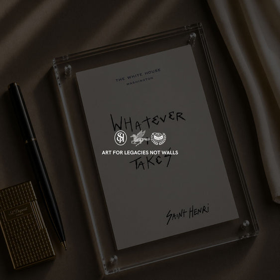 Original handwritten artwork on authentic 1980s White House notepad stock. "whatever it takes" 1-of-1 original. $350. House of Saint Henri.